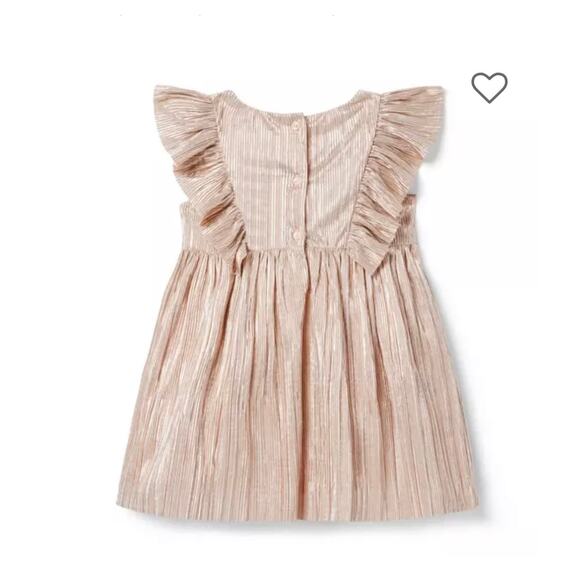 Janie and Jack Girls Metallic Plisse‎ Bow Dress Birthday Party Rose Gold Size 8 - Picture 2 of 12
